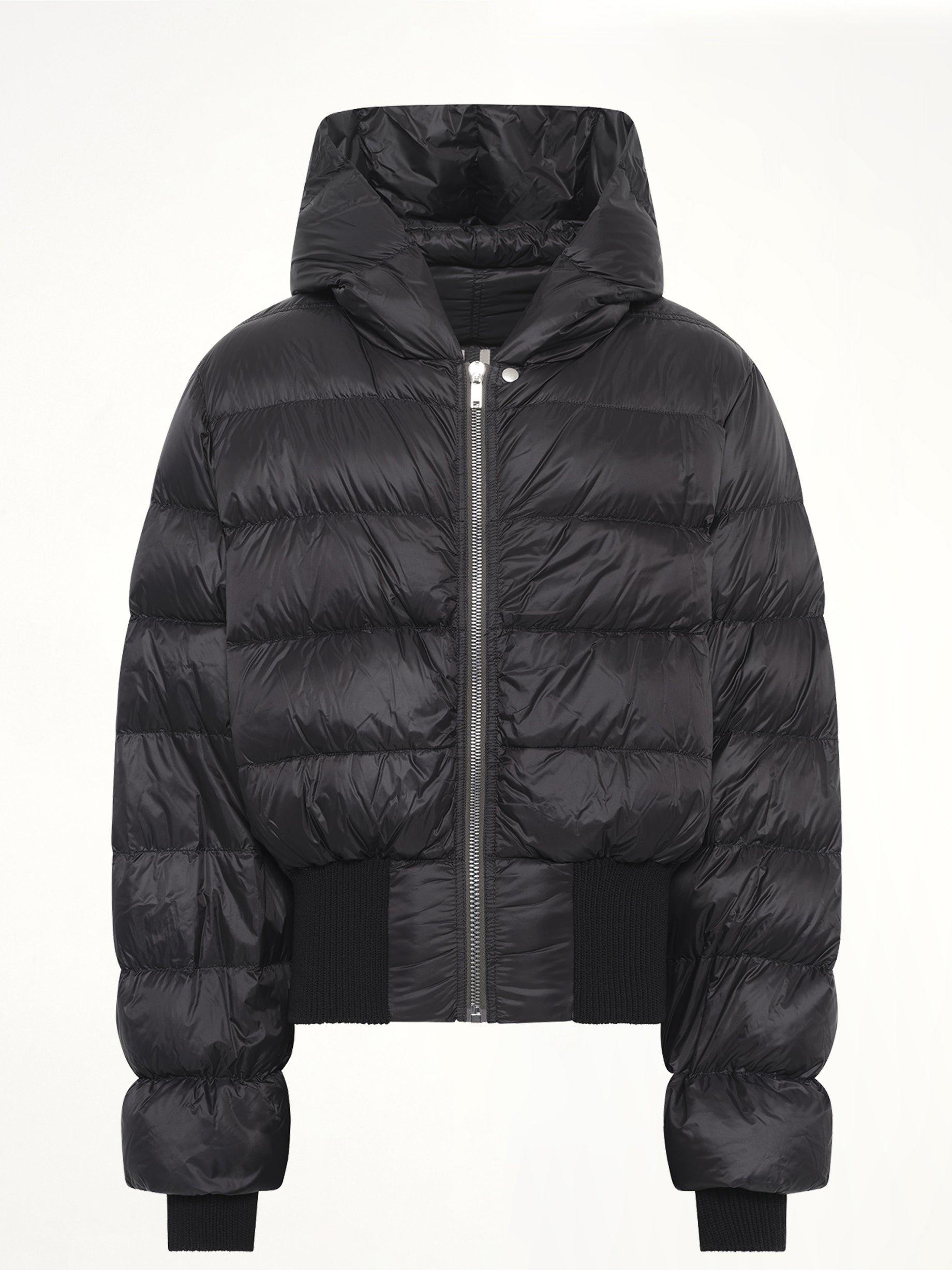 Nylon Duvet Hooded Jacket in Black