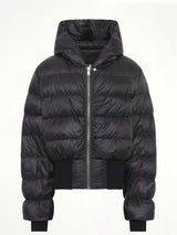 Nylon Duvet Hooded Jacket in Black
