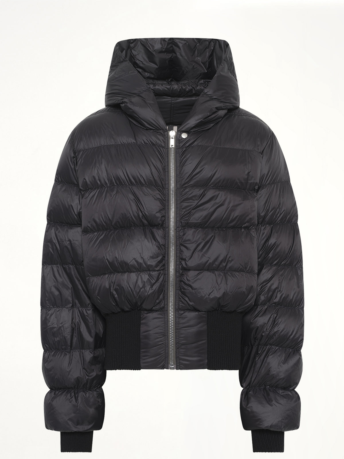 Nylon Duvet Hooded Jacket in Black
