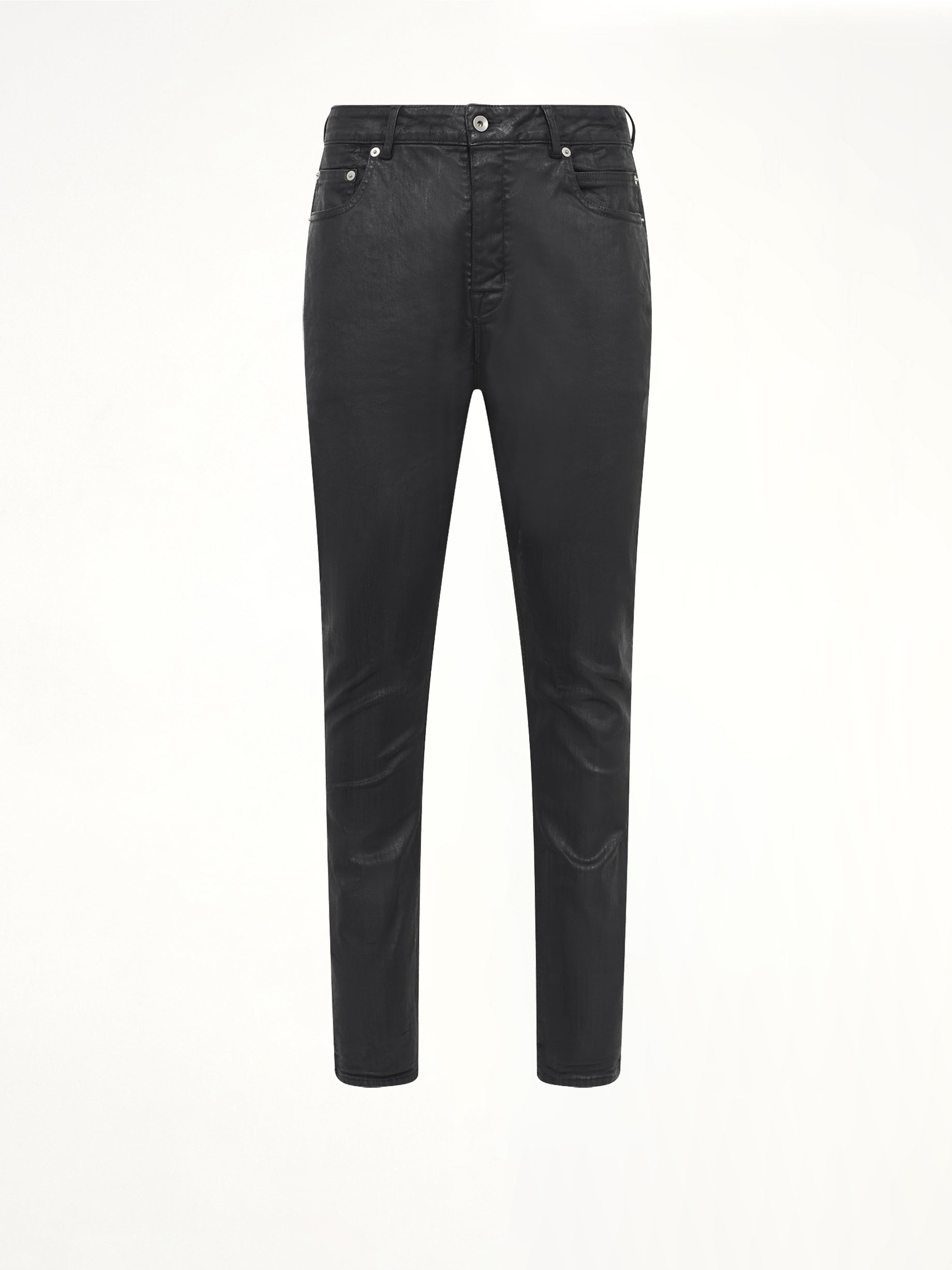 Stretch Denim Detroit Cut Jeans in Black Wax