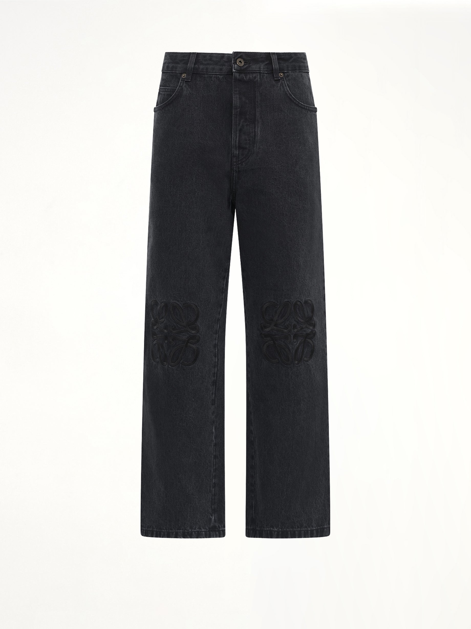 Tonal Anagram Baggy Jeans AF in Black