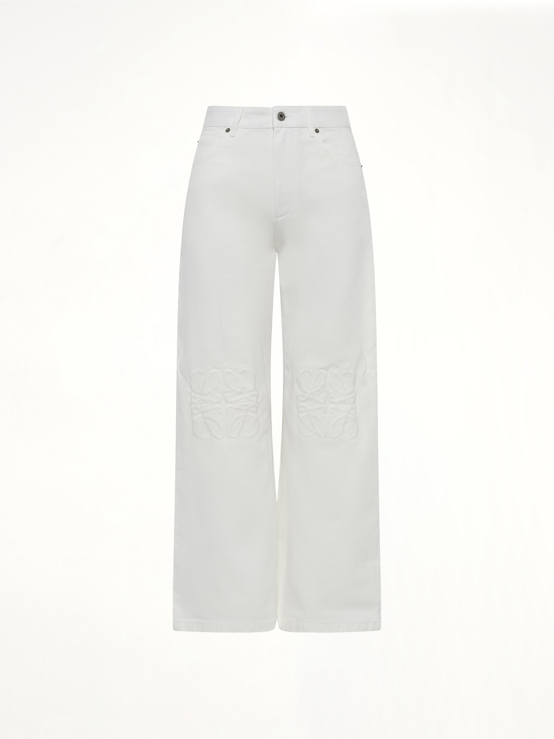 Tonal Anagram Baggy Jeans AF in White