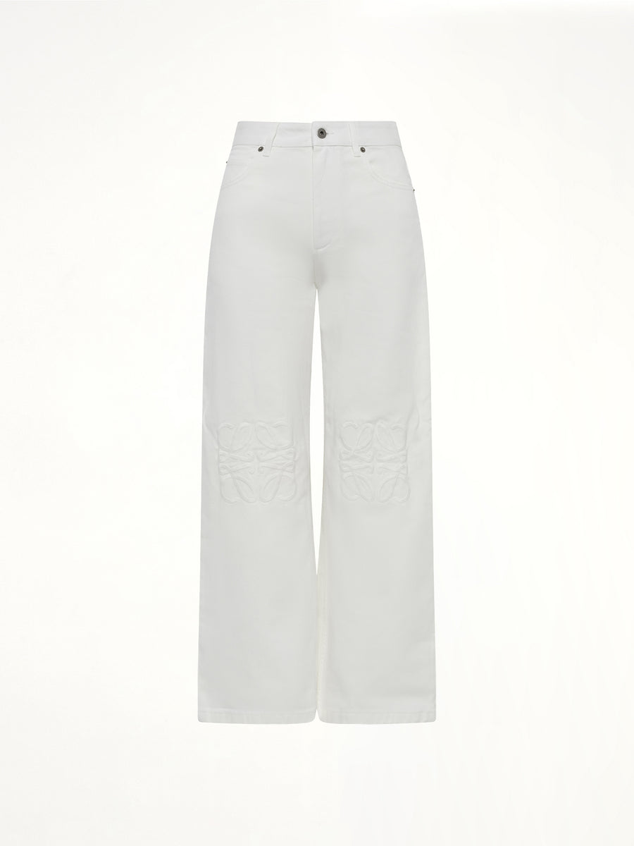 Tonal Anagram Baggy Jeans AF in White