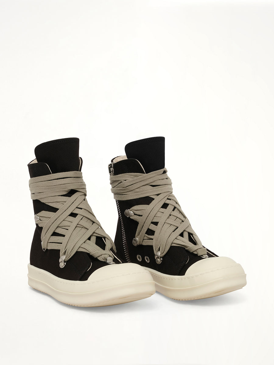 13oz Overdyed Denim Megalace Sneaks in Black