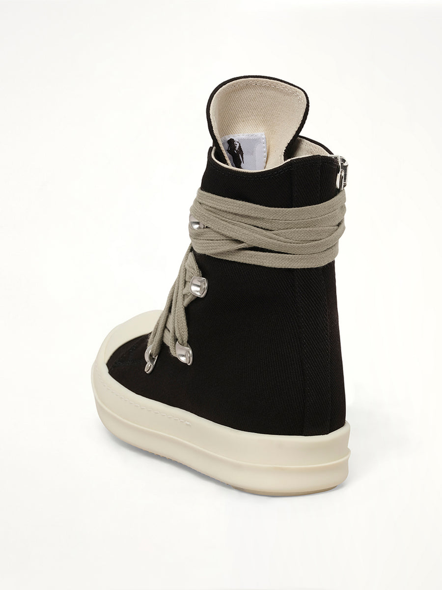 13oz Overdyed Denim Megalace Sneaks in Black