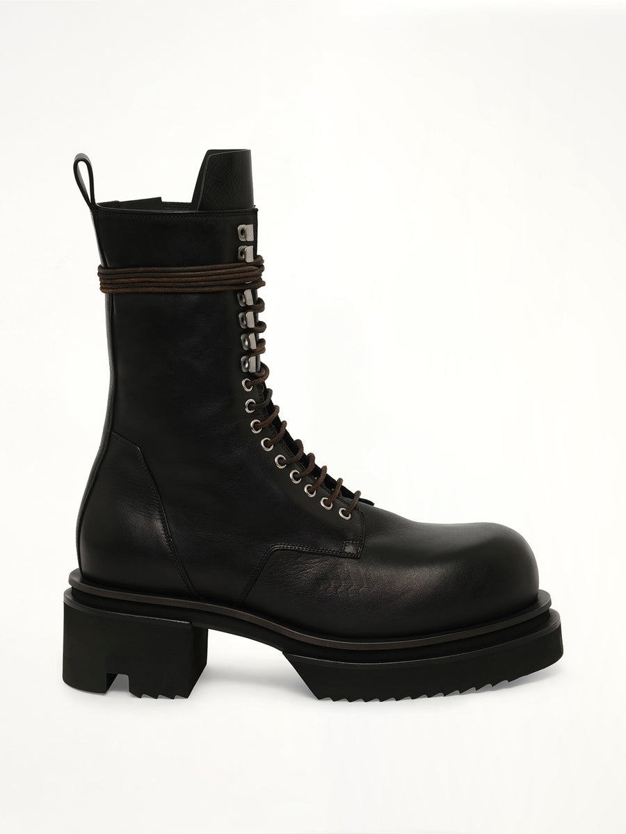 Army Lace Up Bogun Boots in Black