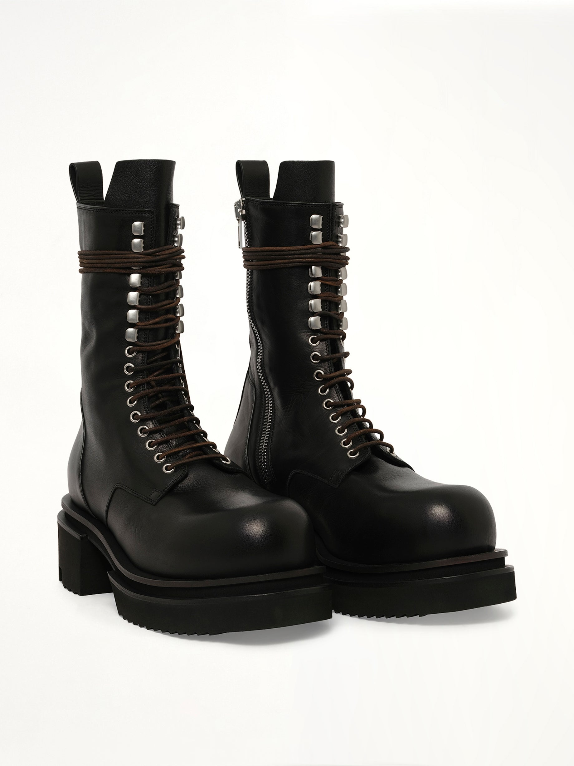 Army Lace Up Bogun Boots in Black