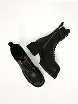 Army Lace Up Bogun Boots in Black