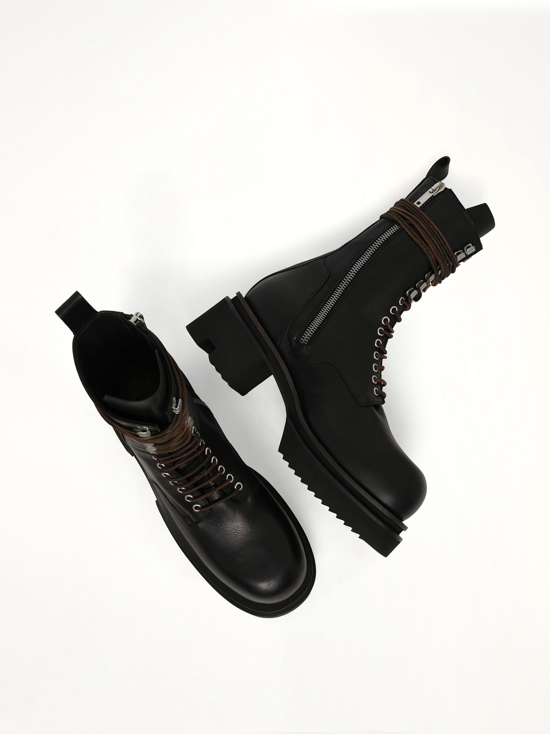Army Lace Up Bogun Boots in Black