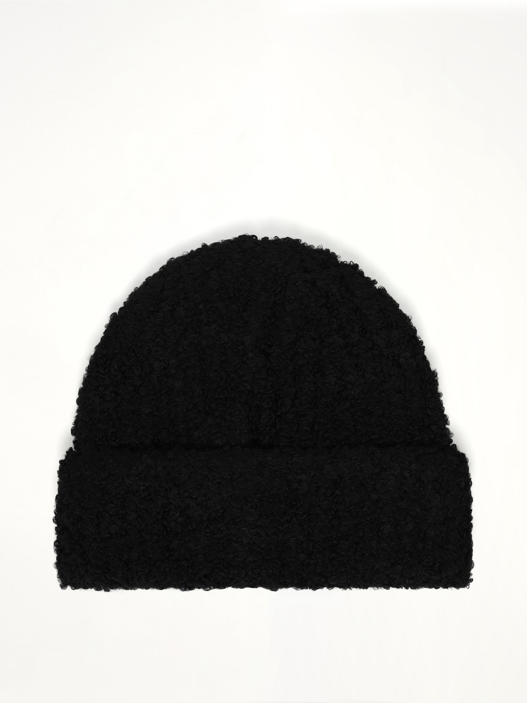 Logo Patch Boucle Beanie in Black