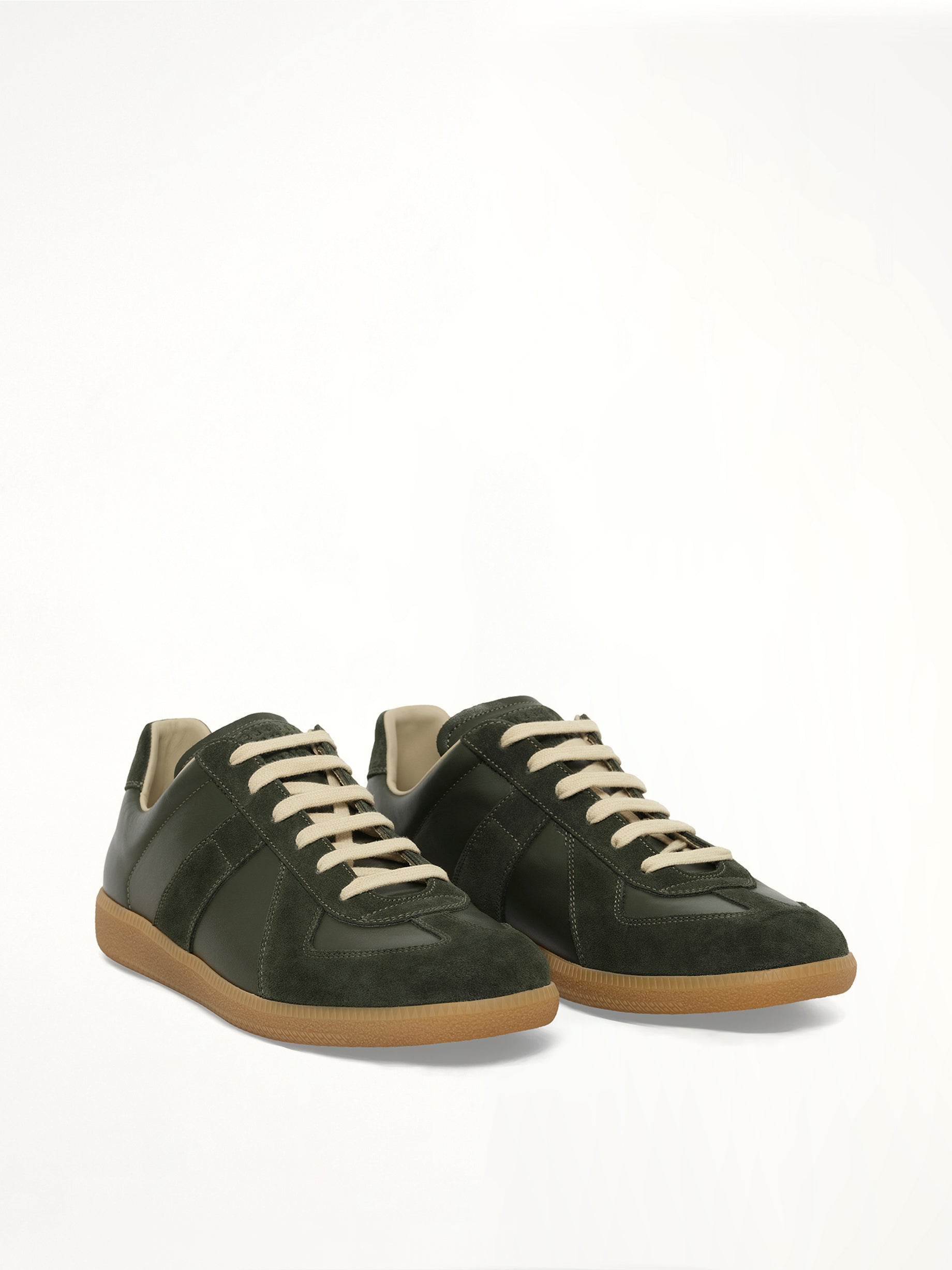 Replica Leather Sneaker in Forest Green