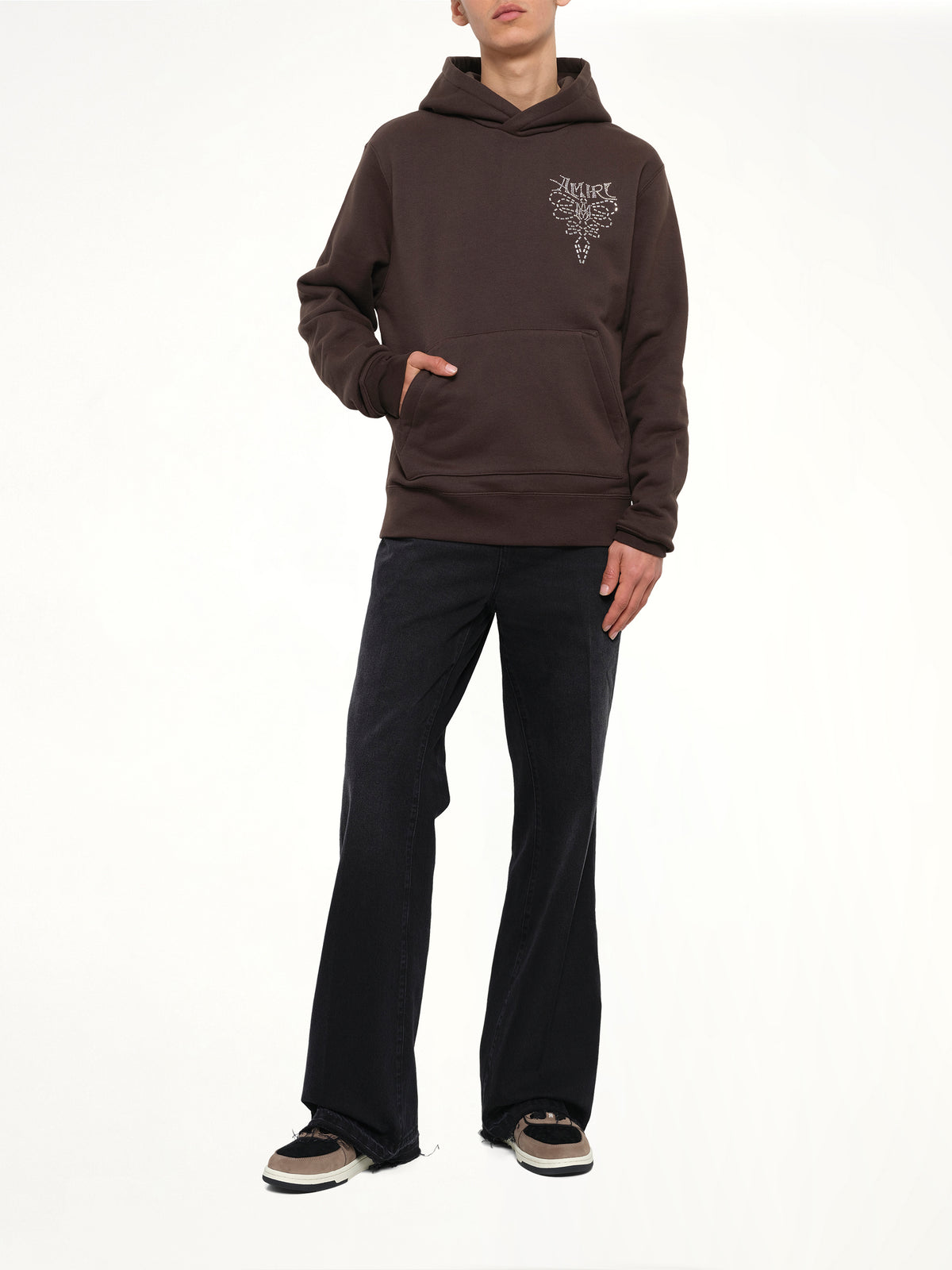 Amiri Lasso Embroidered Hoodie in Husk