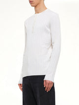 Amiri Script Knit Henley in Alabaster