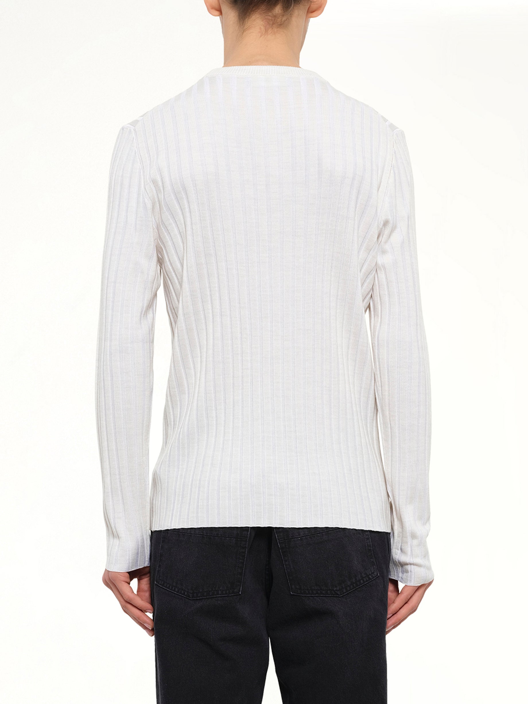 Amiri Script Knit Henley in Alabaster