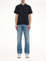 Buttoned Polo in Navy