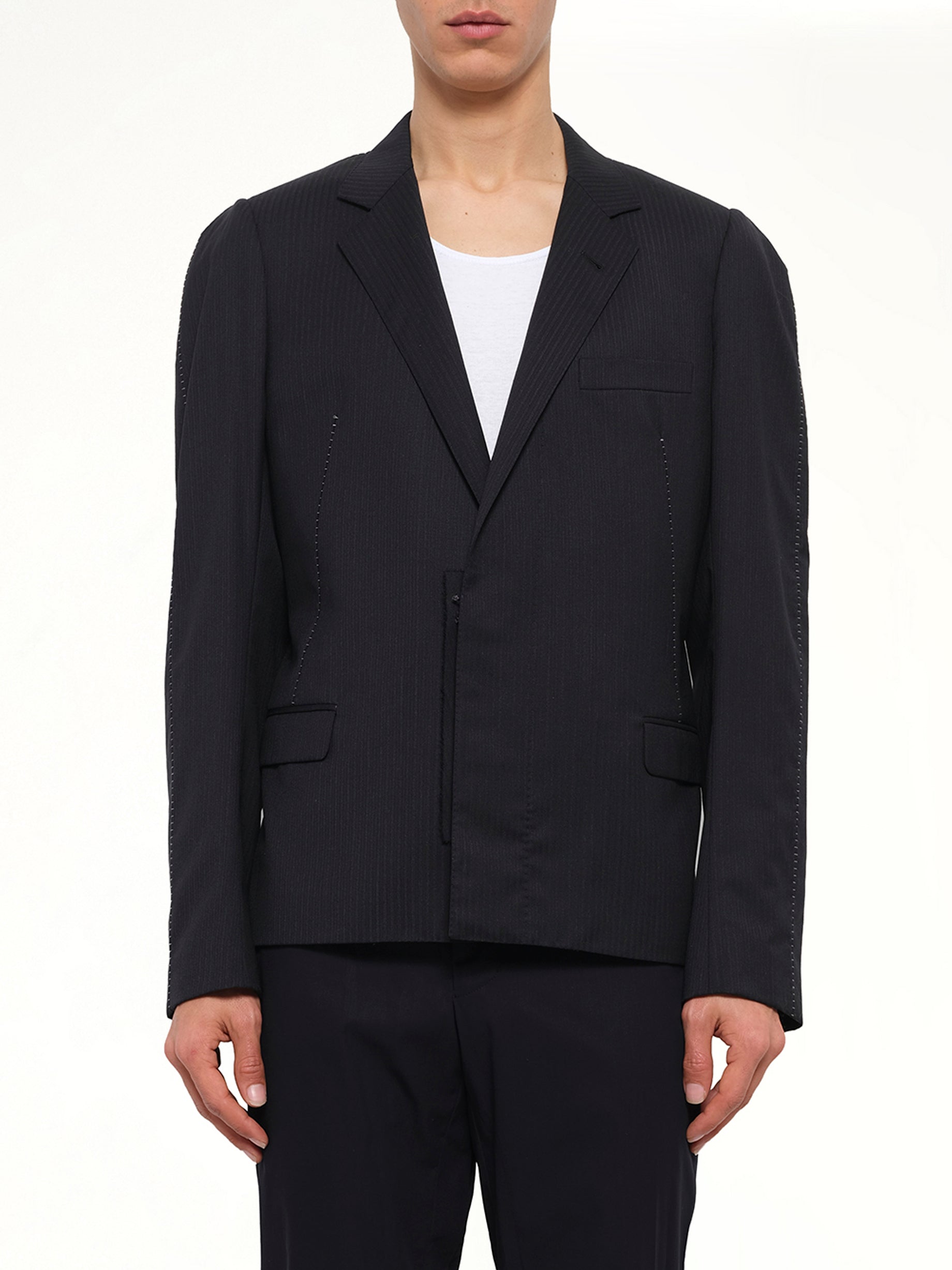 Jacket with Displaced Lapel in Black