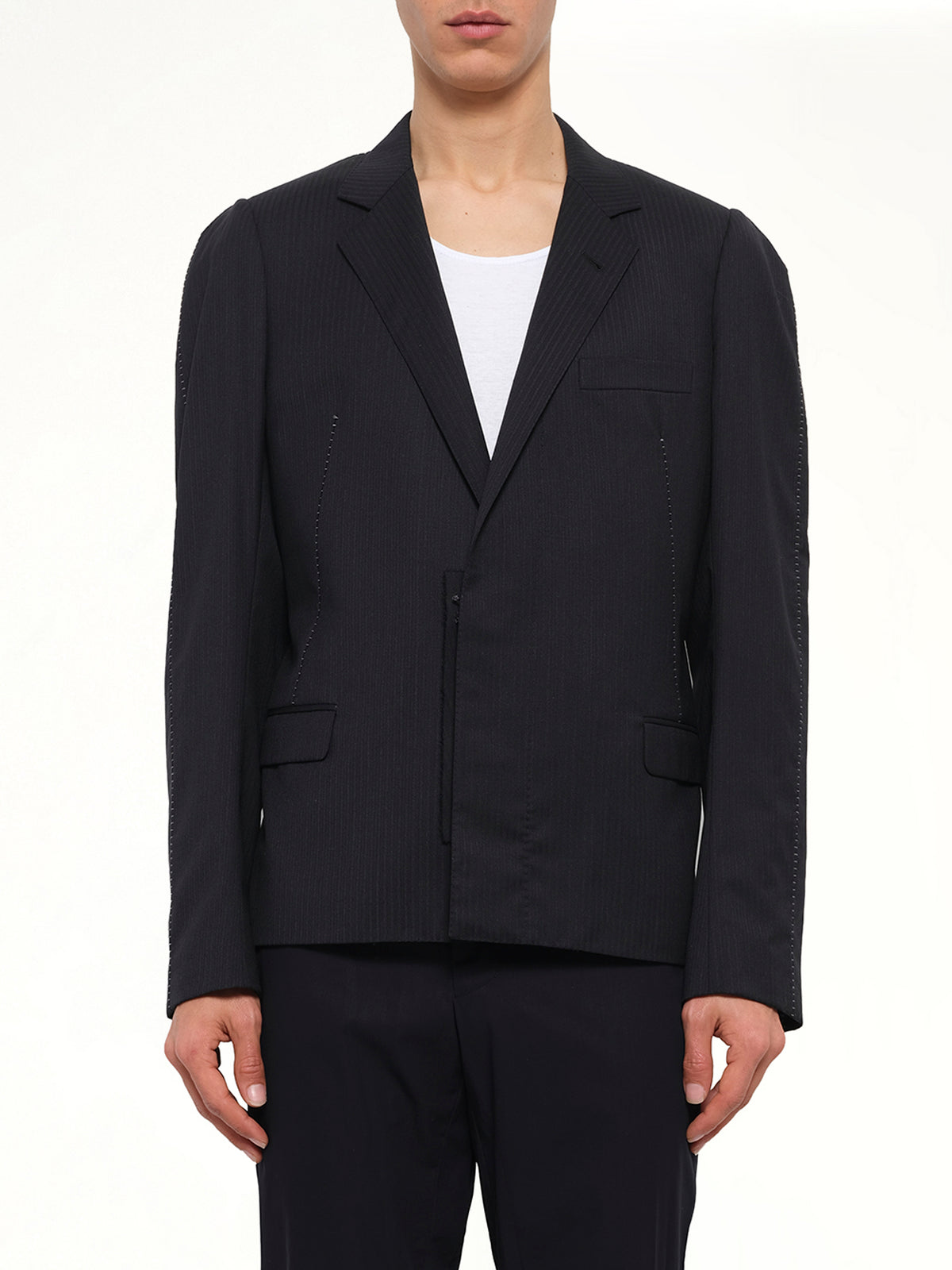 Jacket with Displaced Lapel in Black