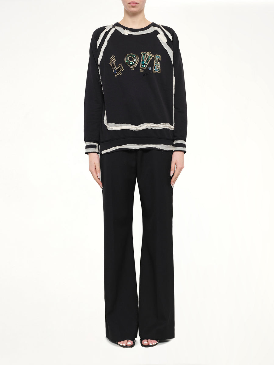 Lanvin Emb Jersey Top in Black