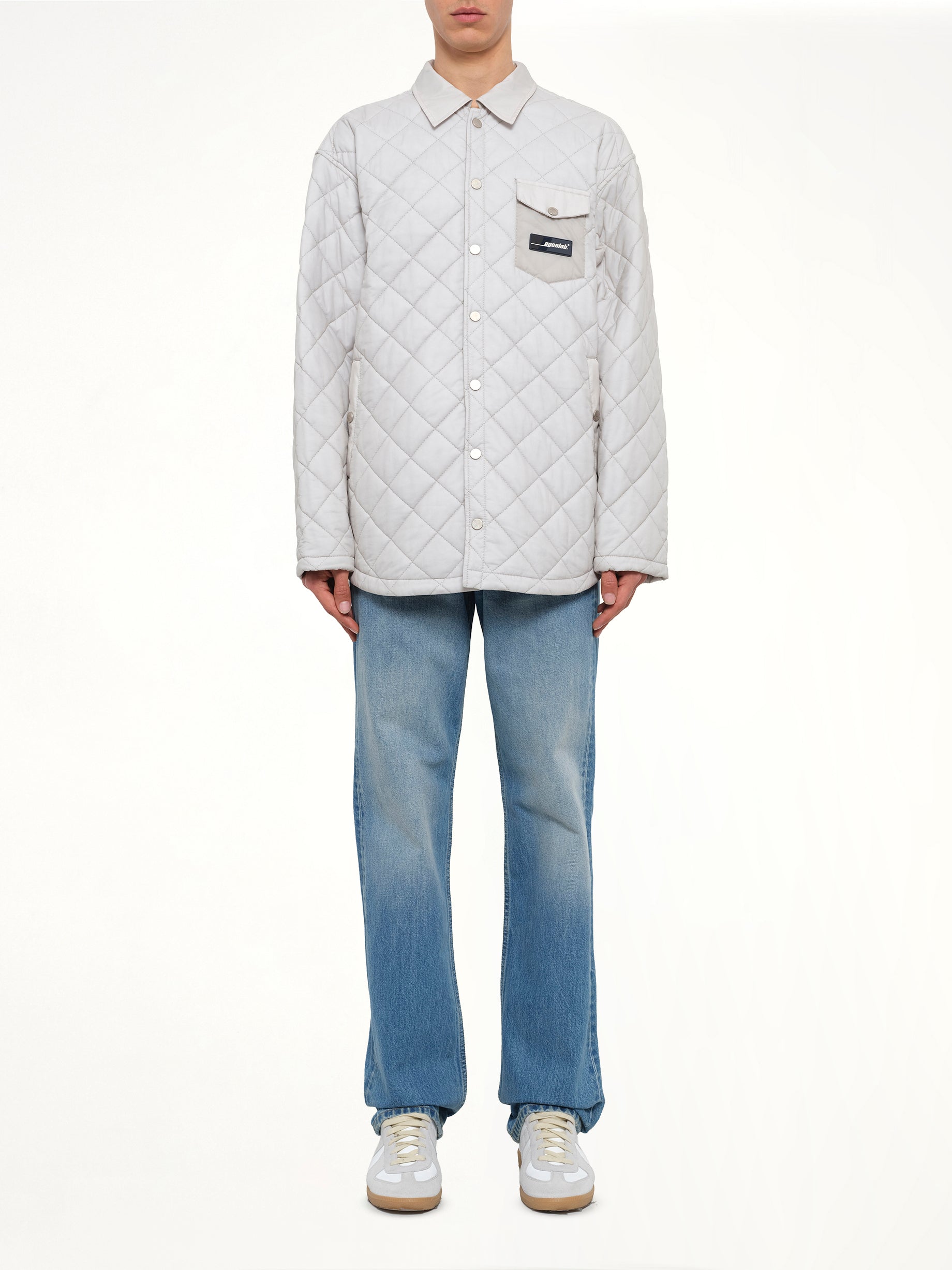 Quilted Shirt in Light Grey