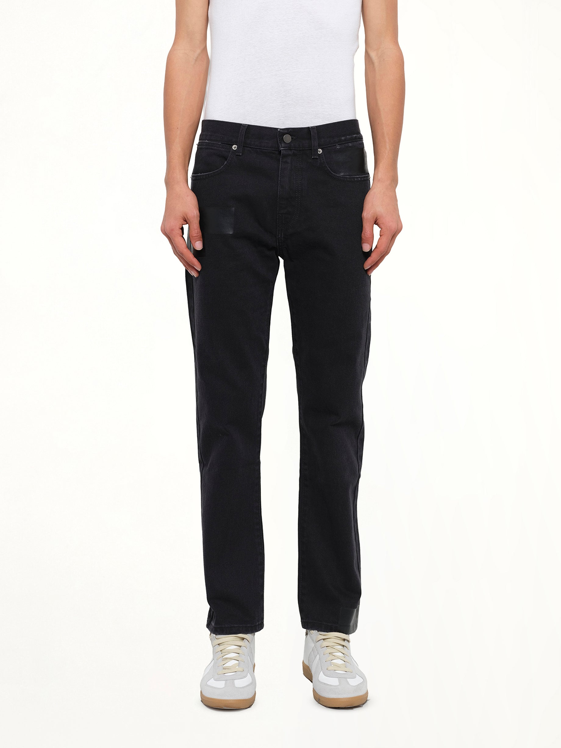 Taped Slim Fit Jeans in Black