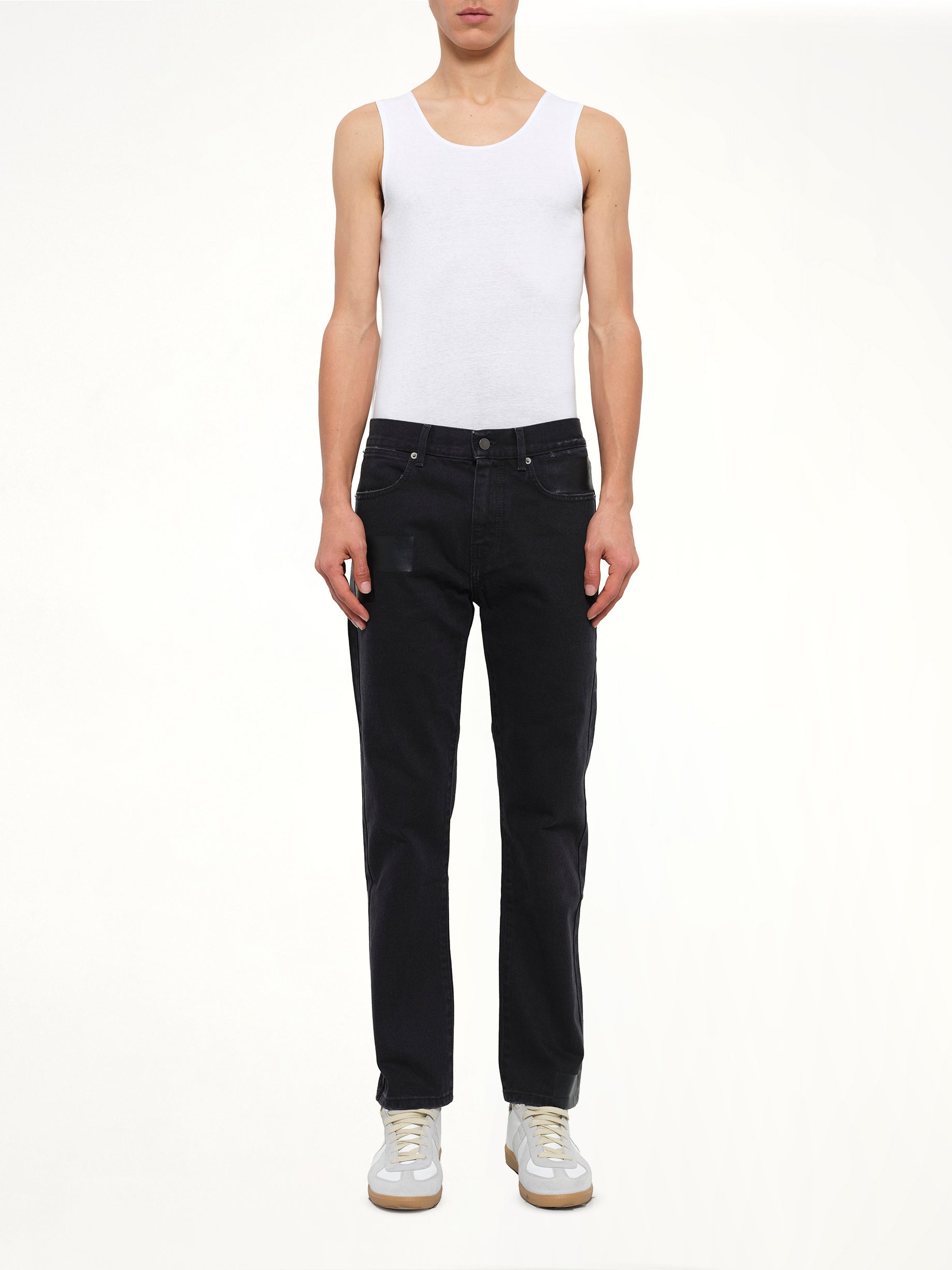 Taped Slim Fit Jeans in Black