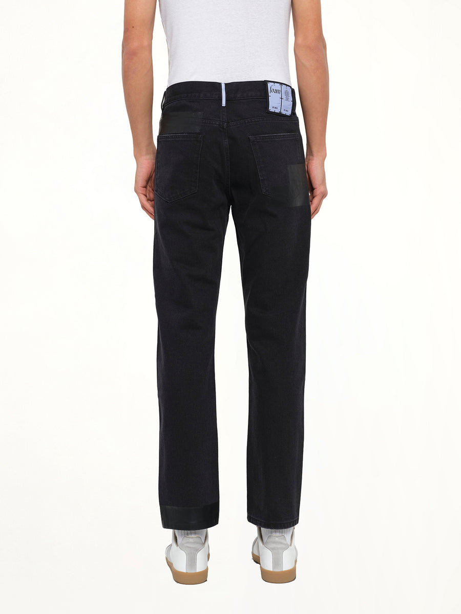 Taped Slim Fit Jeans in Black