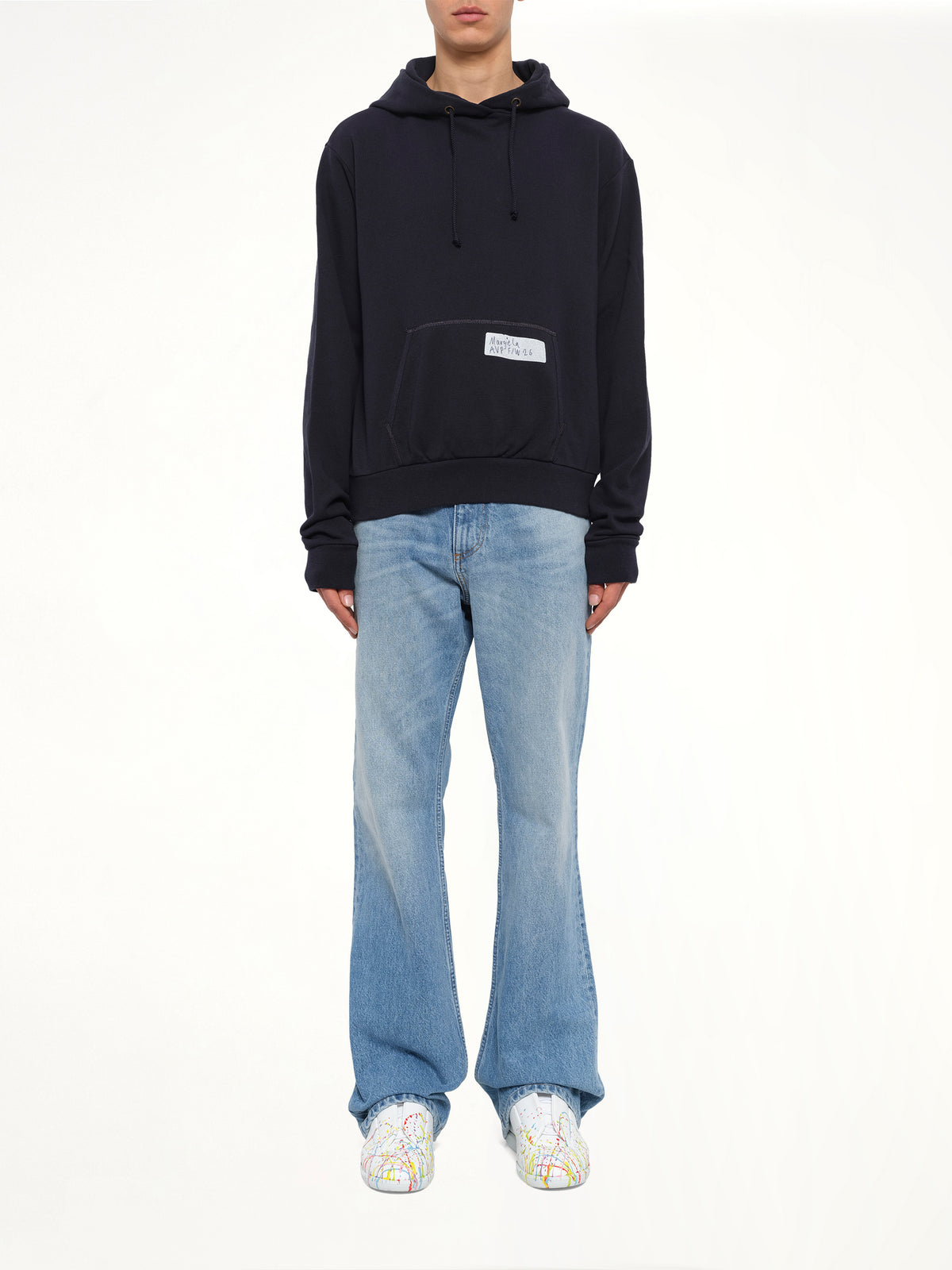 Bird Print Regular Hoodie in Blue