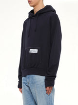 Bird Print Regular Hoodie in Blue