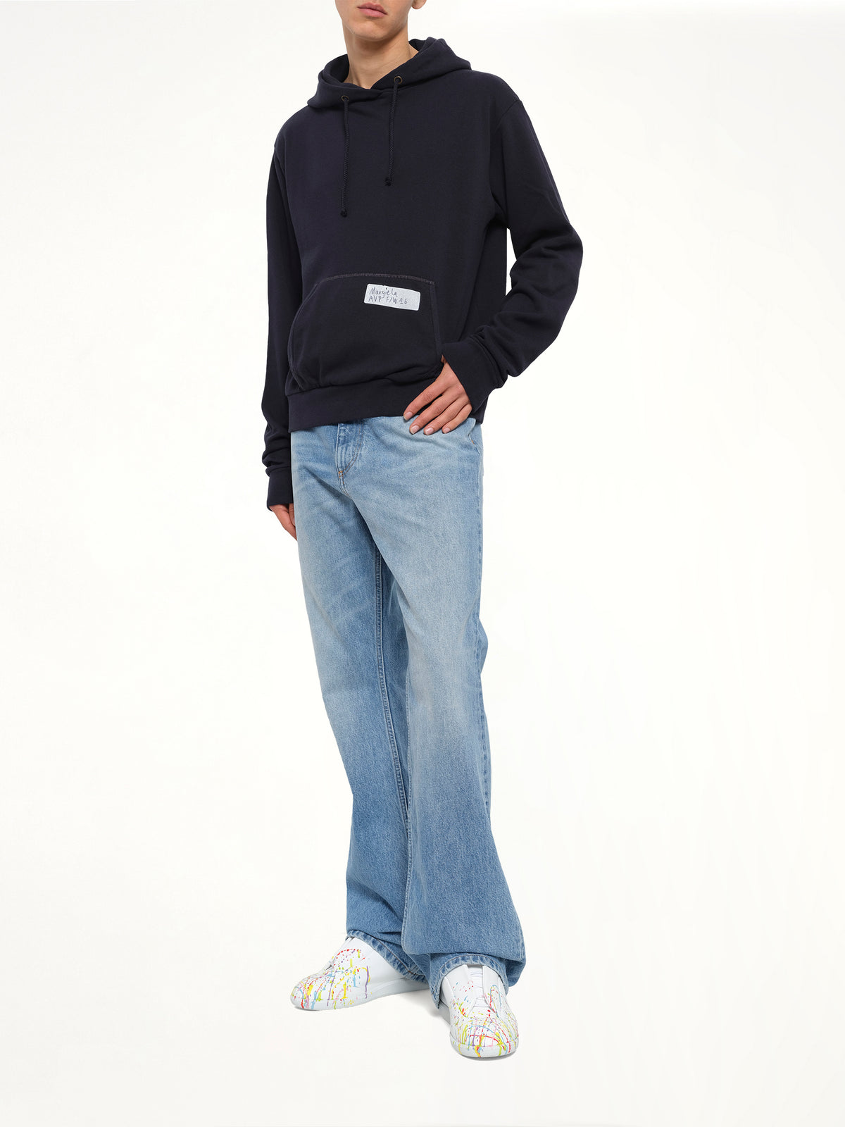 Bird Print Regular Hoodie in Blue