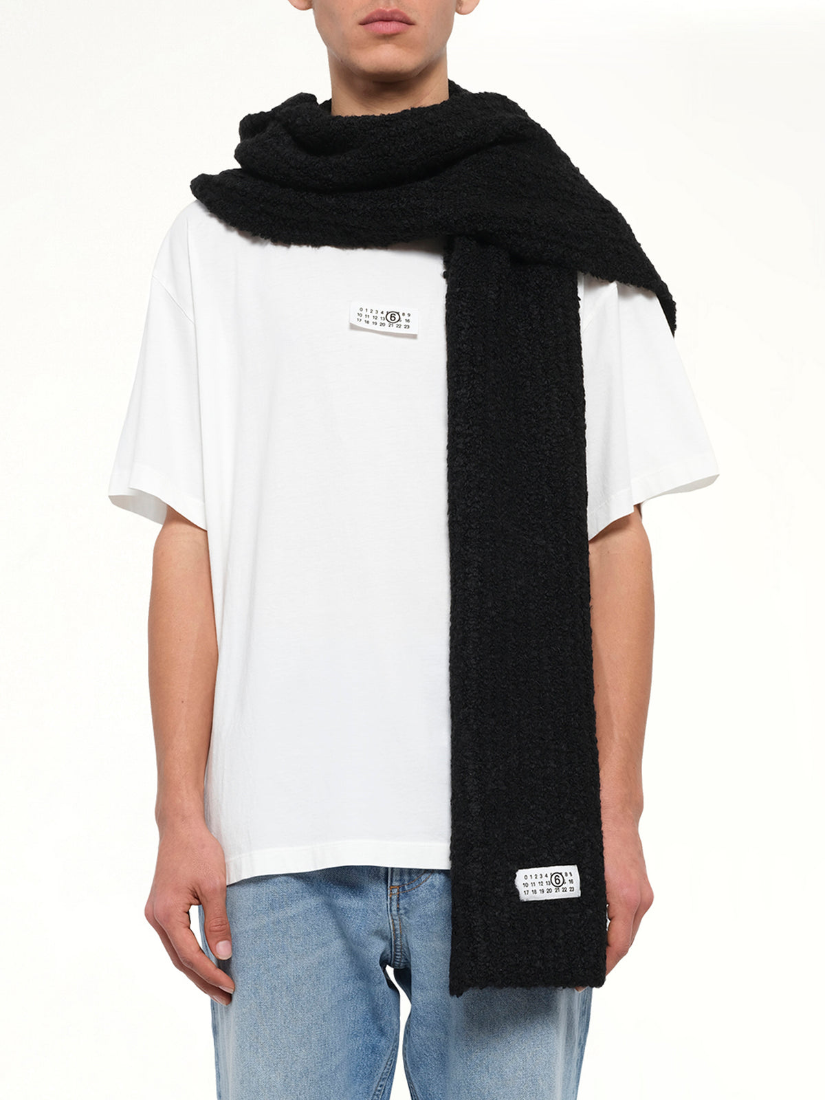 Boucle Knit Scarf in Black