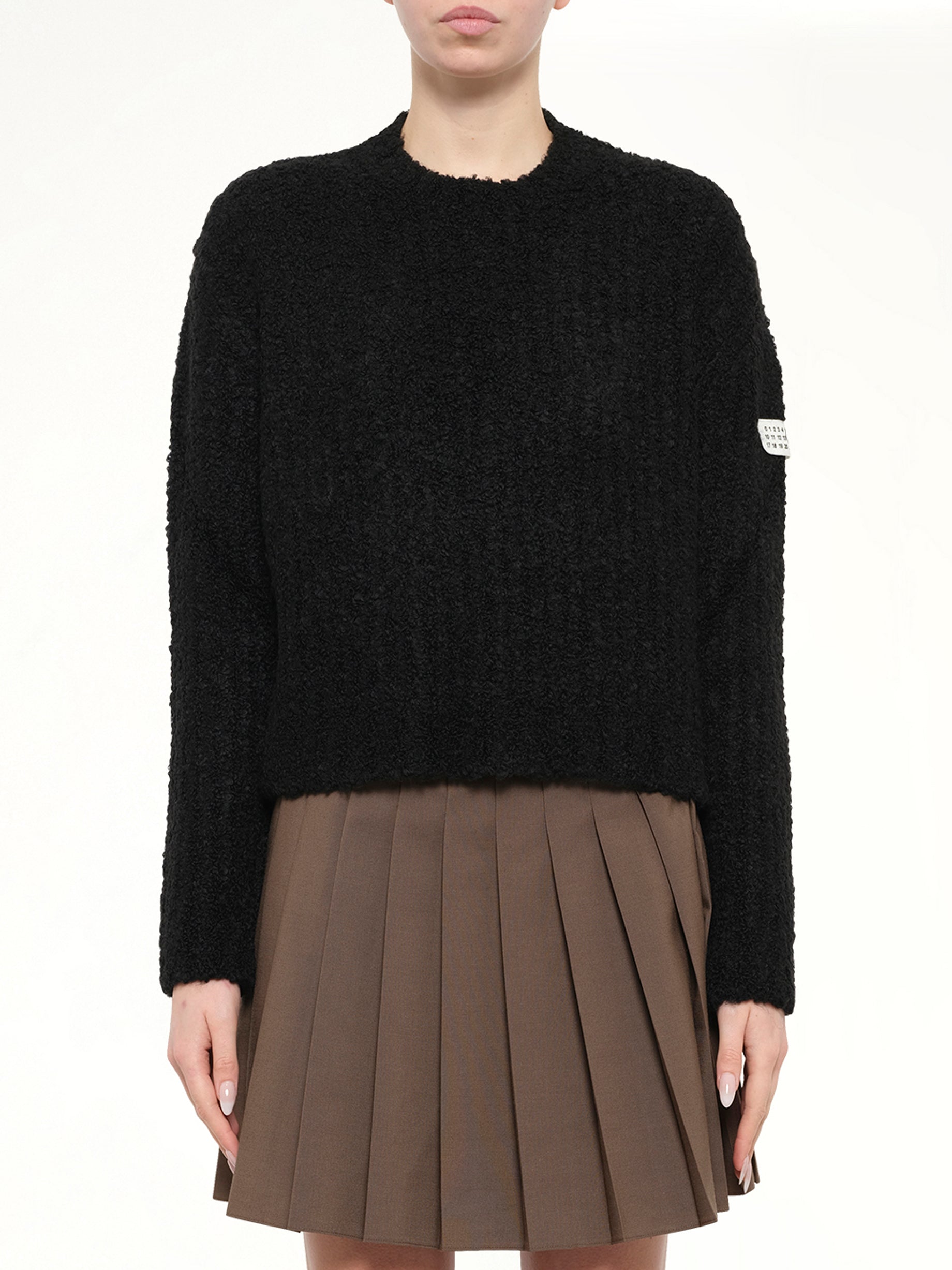 Boucle Knit Sweater in Black