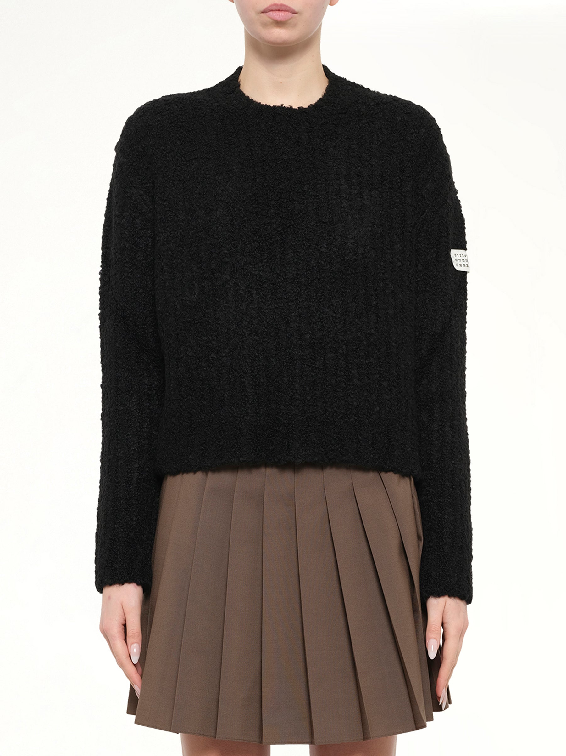 Boucle Knit Sweater in Black