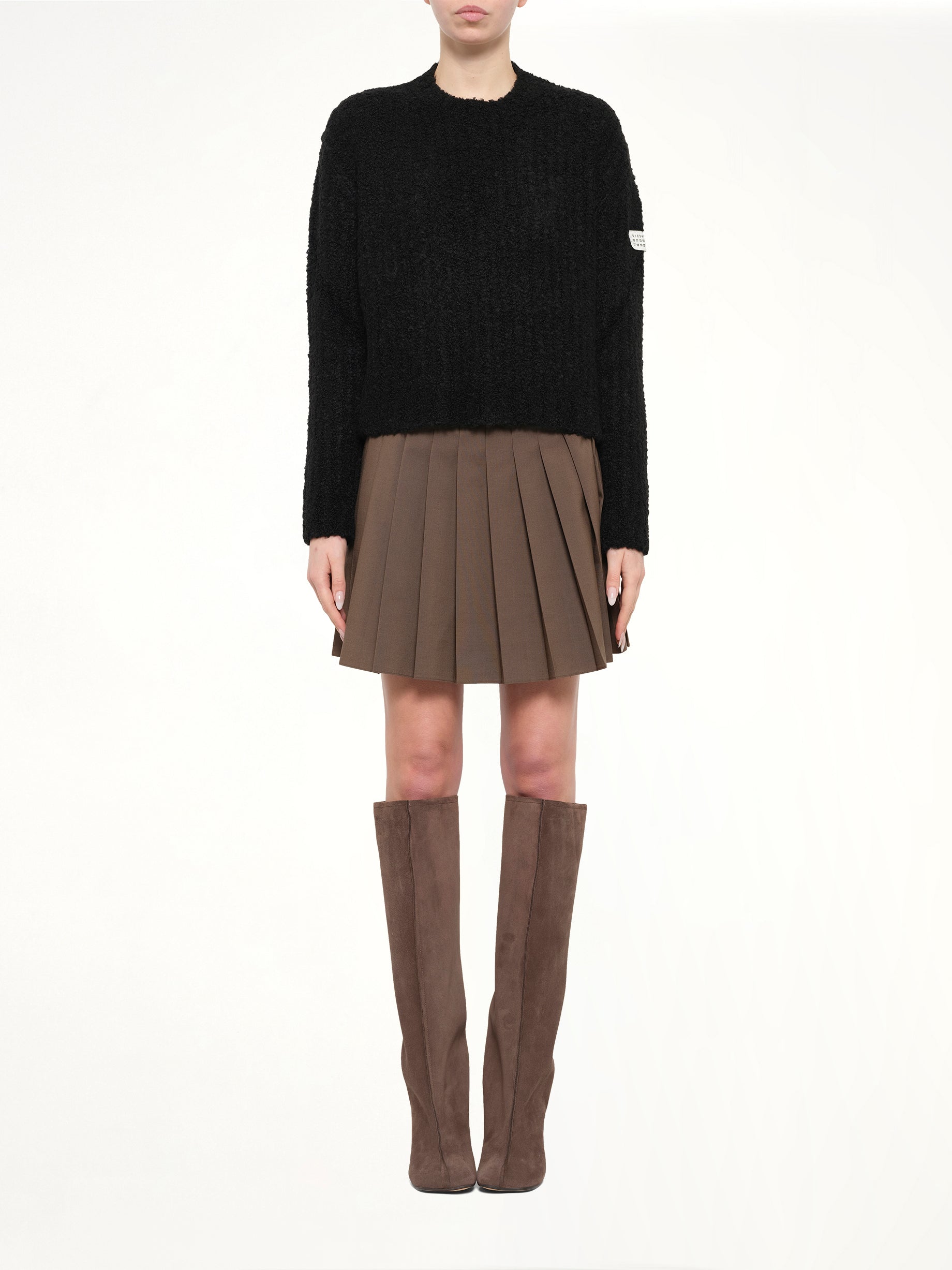 Boucle Knit Sweater in Black
