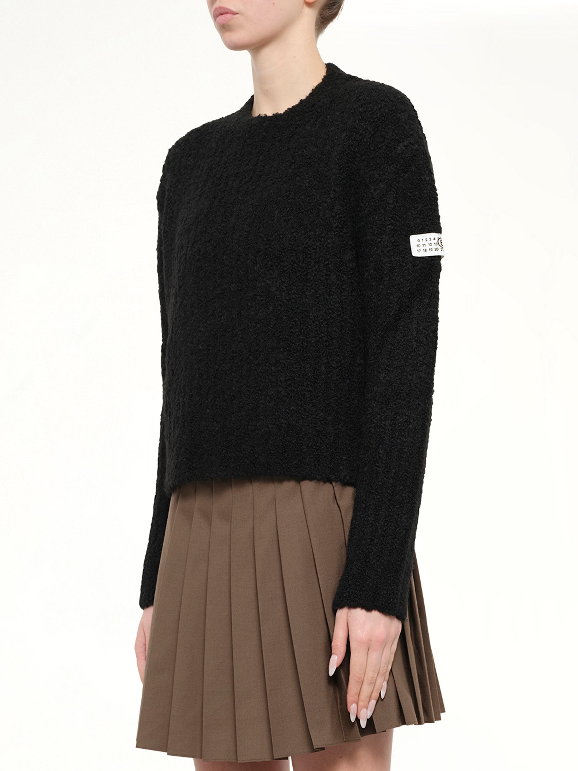 Boucle Knit Sweater in Black