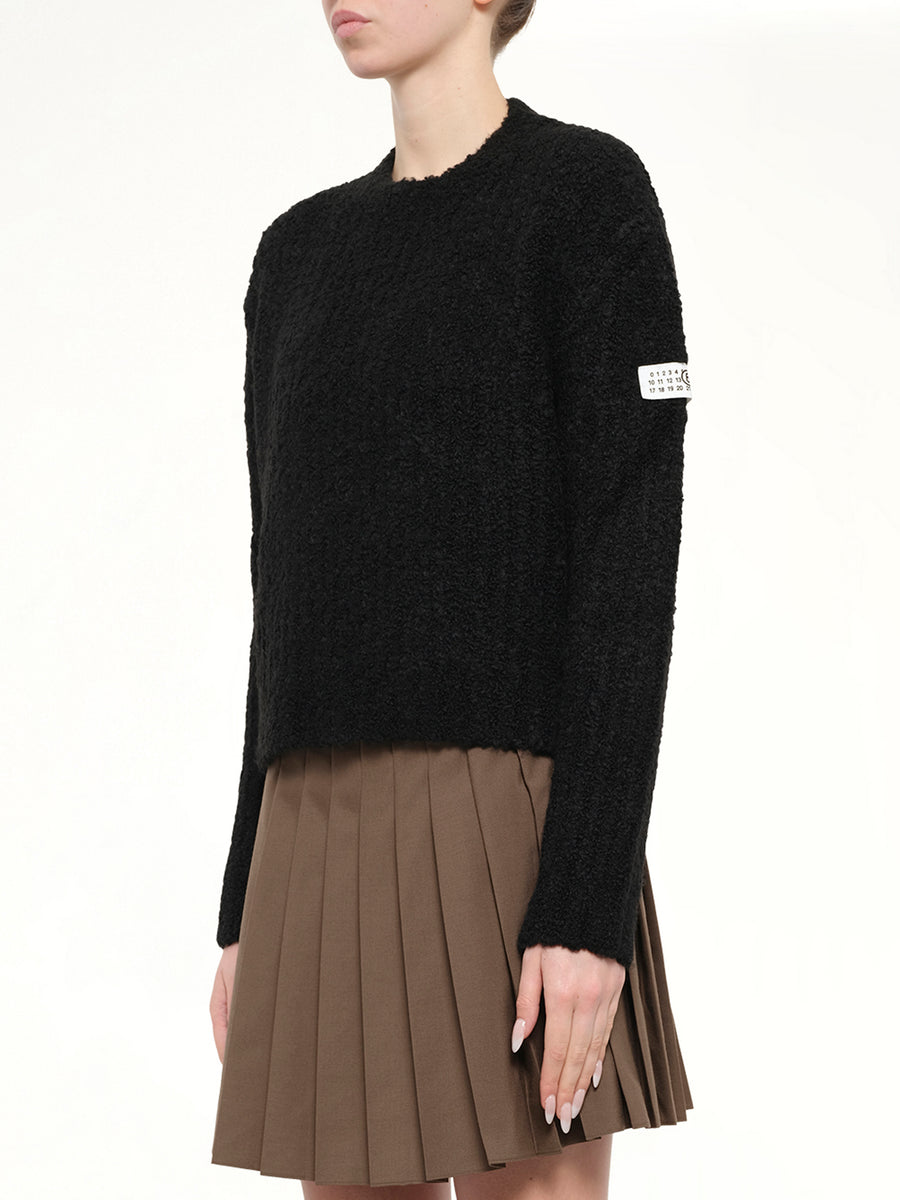 Boucle Knit Sweater in Black