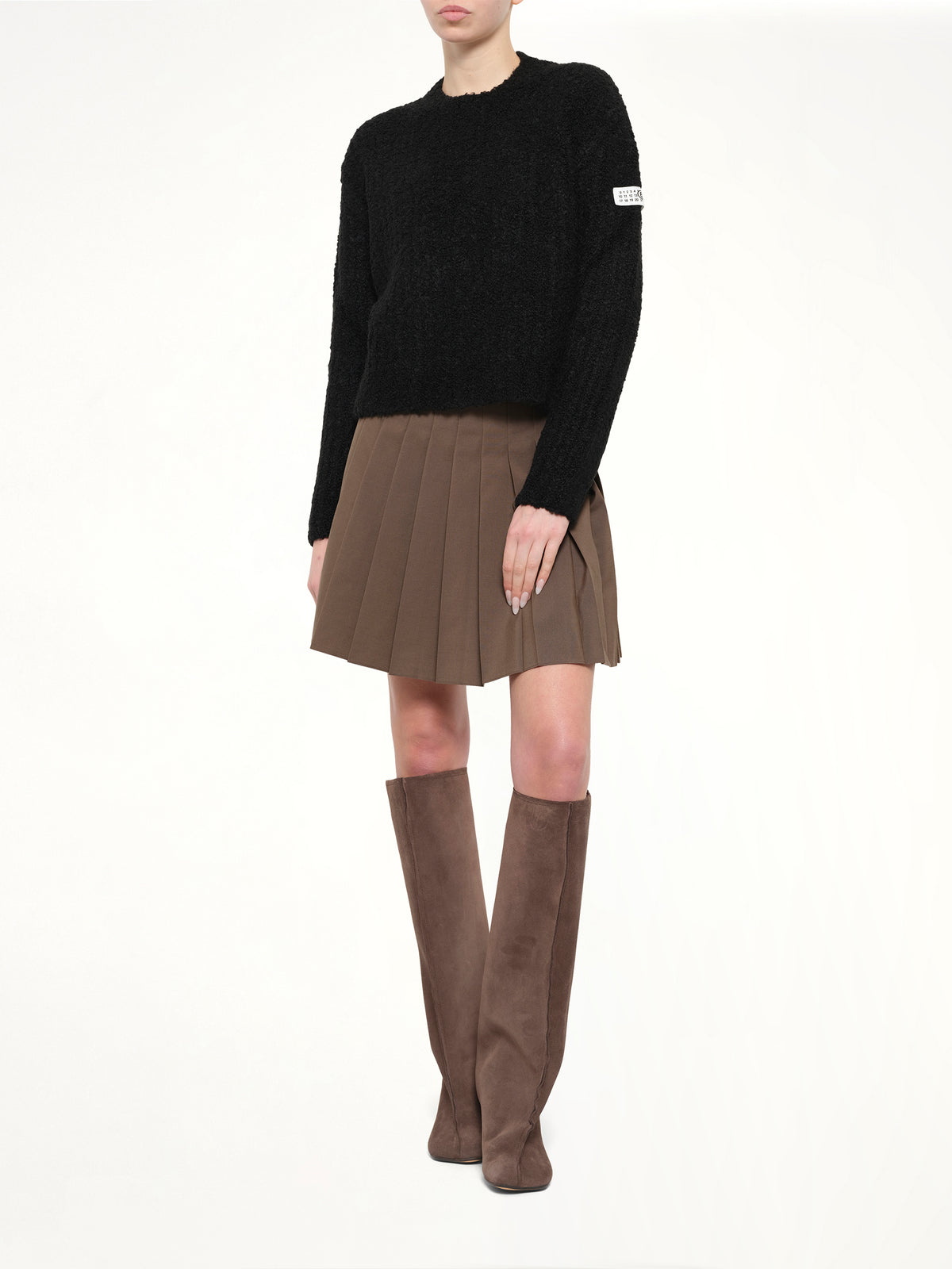 Boucle Knit Sweater in Black
