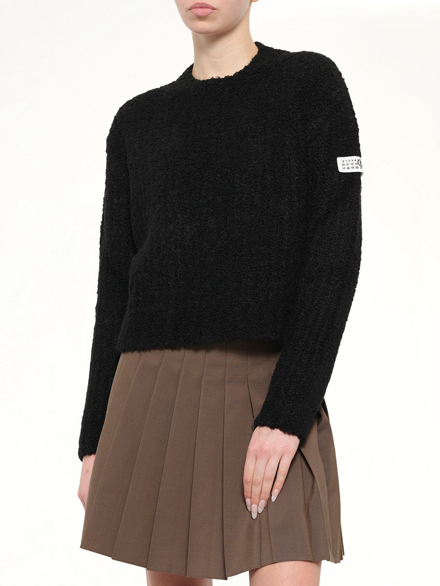 Boucle Knit Sweater in Black