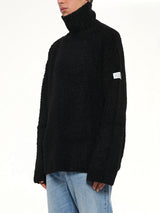 Boucle Knit Turtleneck in Black