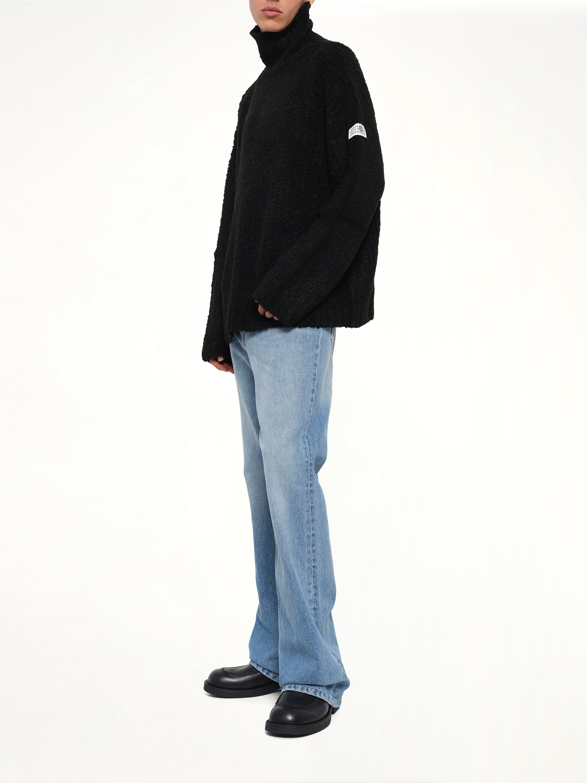 Boucle Knit Turtleneck in Black