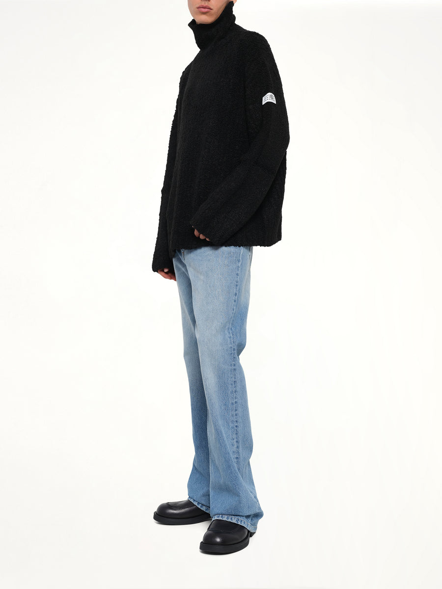 Boucle Knit Turtleneck in Black