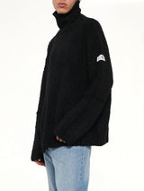 Boucle Knit Turtleneck in Black