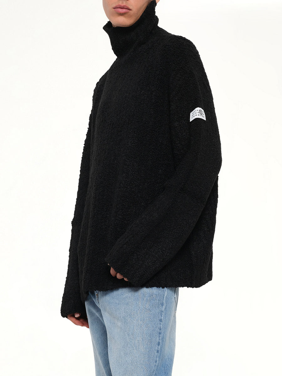 Boucle Knit Turtleneck in Black