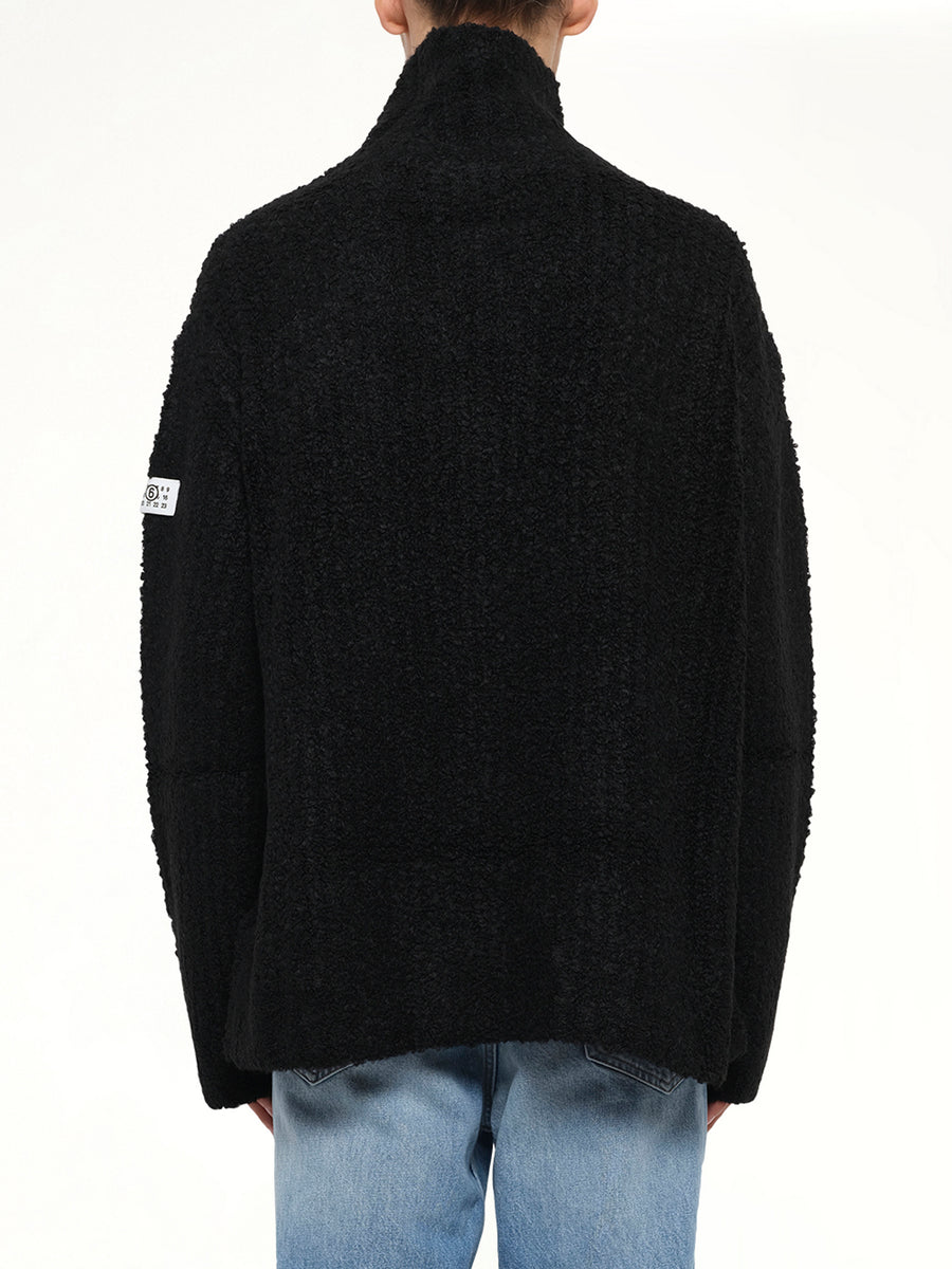 Boucle Knit Turtleneck in Black