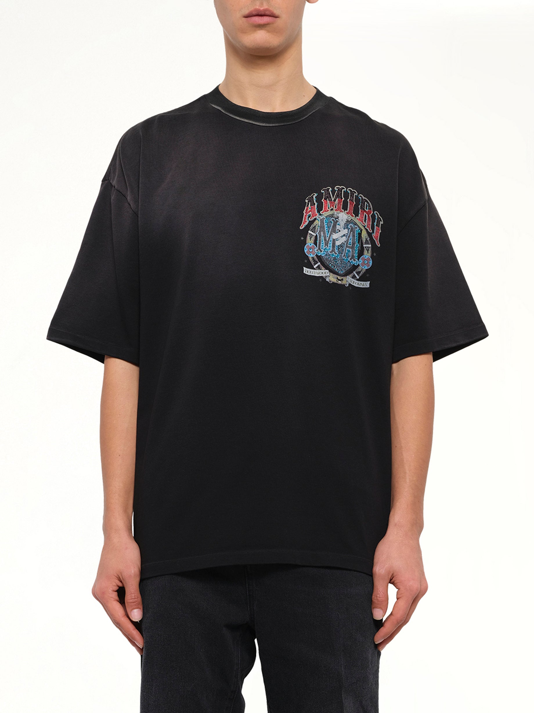 Crystal Amiri Hollywood Oversized T-Shirt in Black