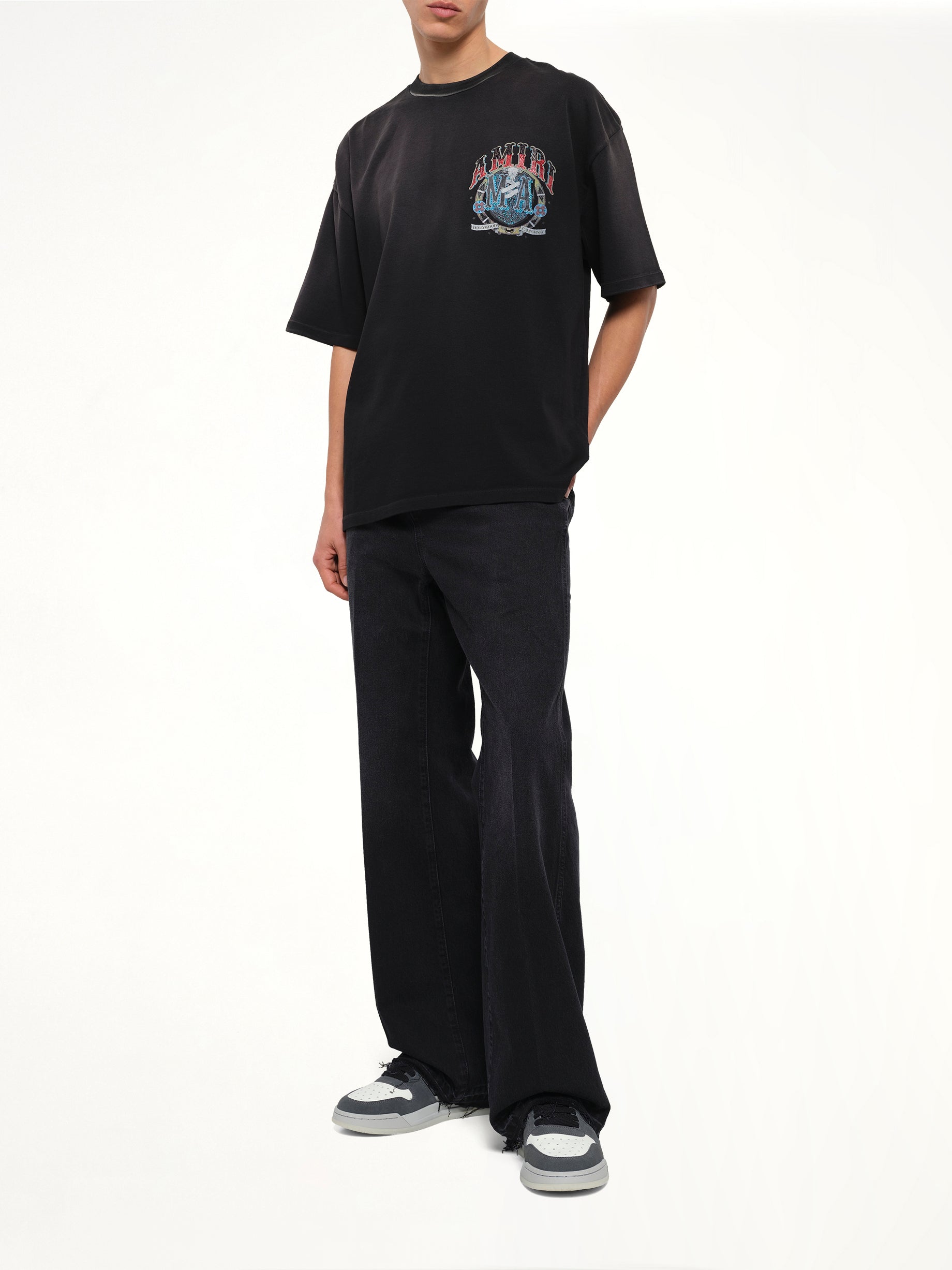 Crystal Amiri Hollywood Oversized T-Shirt in Black