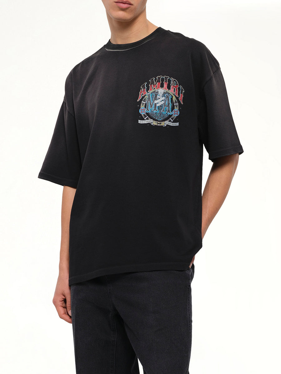 Crystal Amiri Hollywood Oversized T-Shirt in Black