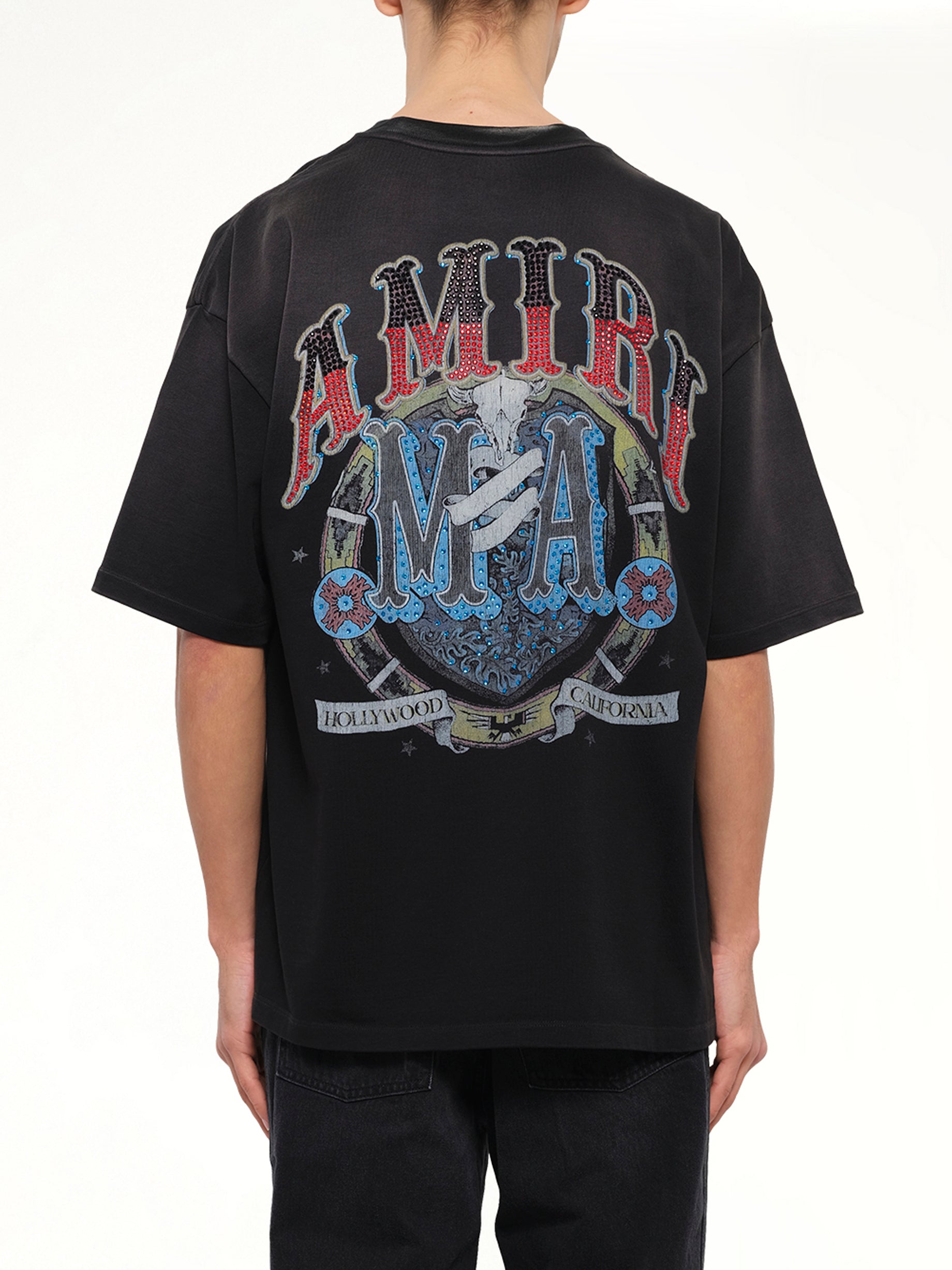 Crystal Amiri Hollywood Oversized T-Shirt in Black