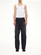 Eye Badge Washed Double Knee Pants in Black