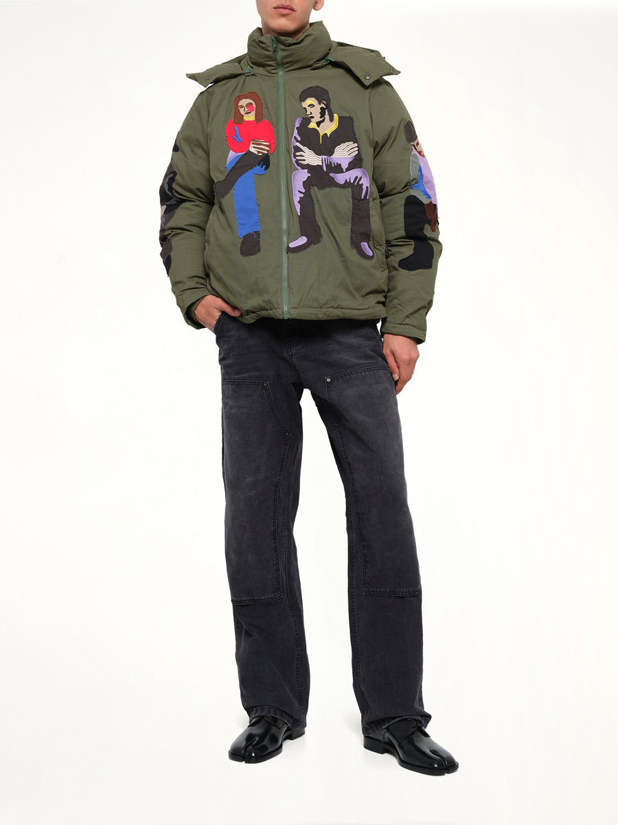 Eye Badge Washed Double Knee Pants in Black