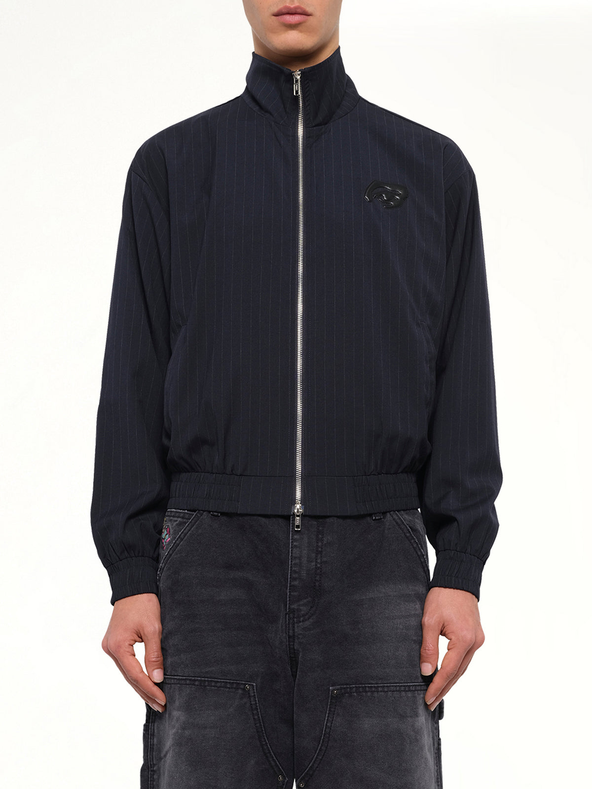 Eye Patch Pinstripe Tracksuit Jacket in Off White